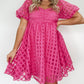 Checkered Puff Sleeve Babydoll Dress