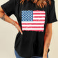 Frayed American Flag Printed Crewneck T Shirt