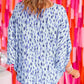Printed 3/4 Dolman Sleeve Plus Size Blouse
