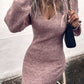 V Neck Bodycon Sweater Dress