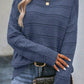 Boat Neck Drop Shoulder Pointelle Knit Sweater