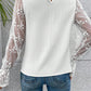 Contrast Lace Sleeve Mock Neck Textured Blouse