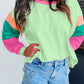Colorblock Patchwork Long Sleeve Loose Top