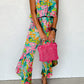Mix Tropical Print Strapless Ruffled Jumpsuit