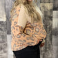 Leopard Cable Knit Mix Patchwork Cutout Plus Top