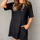 Waffle Knit T-shirt Dress with Pockets