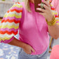 Ribbed Knit Contrast Sleeve Sweater Top