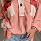 Colorblock Corduroy Chest Pocket Buttoned Top