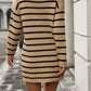 Stripe Long Sleeve High Neck Sweater Dress