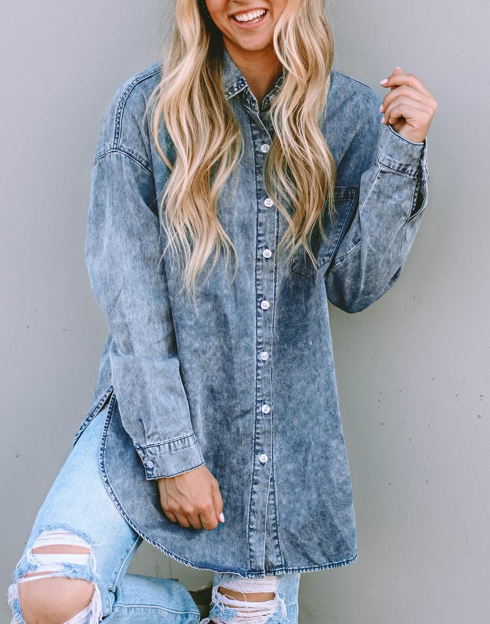Vintage Washed Chest Pocket Denim Shirt