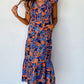 Boho Floral V Neck Ruffle Tiered Long Dress