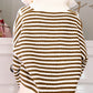 Stripe Zip up Collar Drop Shoulder Sweater