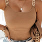 Gold Chain Straps Rib Knit Tank Top