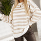Oversized Striped Bishop Sleeve Pullover Sweatshirt