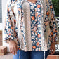 Plus Size Mixed Print Split Neck Blouse