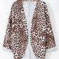 Leopard Print Batwing Sleeve Loose Tunic Cardigan