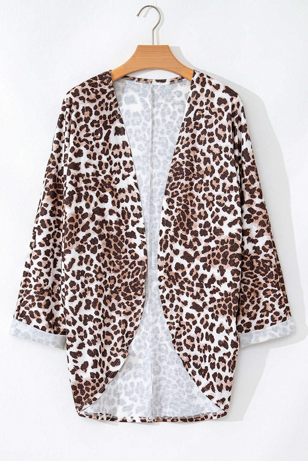 Leopard Print Batwing Sleeve Loose Tunic Cardigan