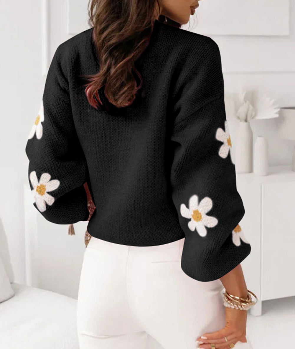 Floral Pattern Drop Shoulder Sweater