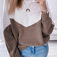 Colorblock Cutout Elastic Hem Pullover Sweatshirt
