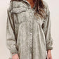Acid Wash Flap Pocket Raw Hem Tunic Denim Jacket