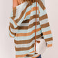 Striped Color Block Hollowed Knit Cardigan