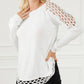 Solid Scoop Neck Hollow Out Sweater