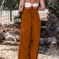 Spaghetti Straps Waist Tie Wide Leg Jumpsuit with Pockets