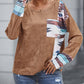Aztec Print Patchwork Chest Pocket Long Sleeve Top