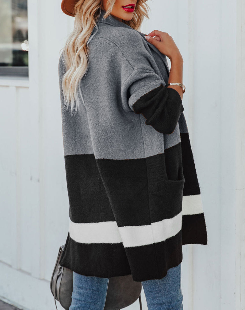 Gingerbread Latte Colorblock Pocketed Cardigan