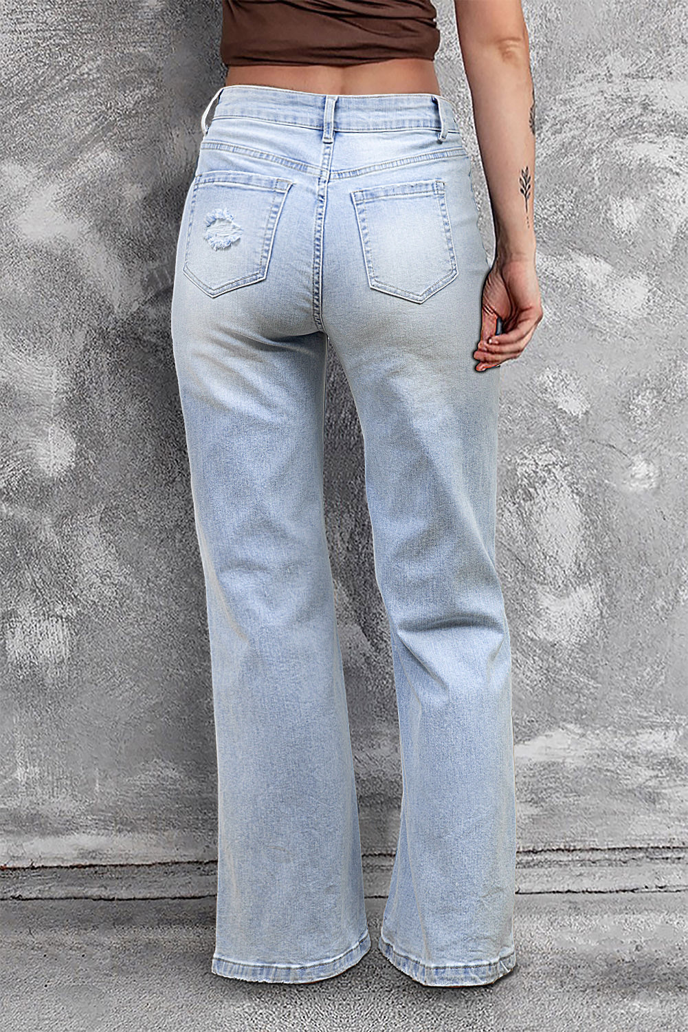 Vintage Light Wash Distressed Flare Jeans