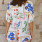 Floral Print Split Neck Pocketed Shirt Collar Romper