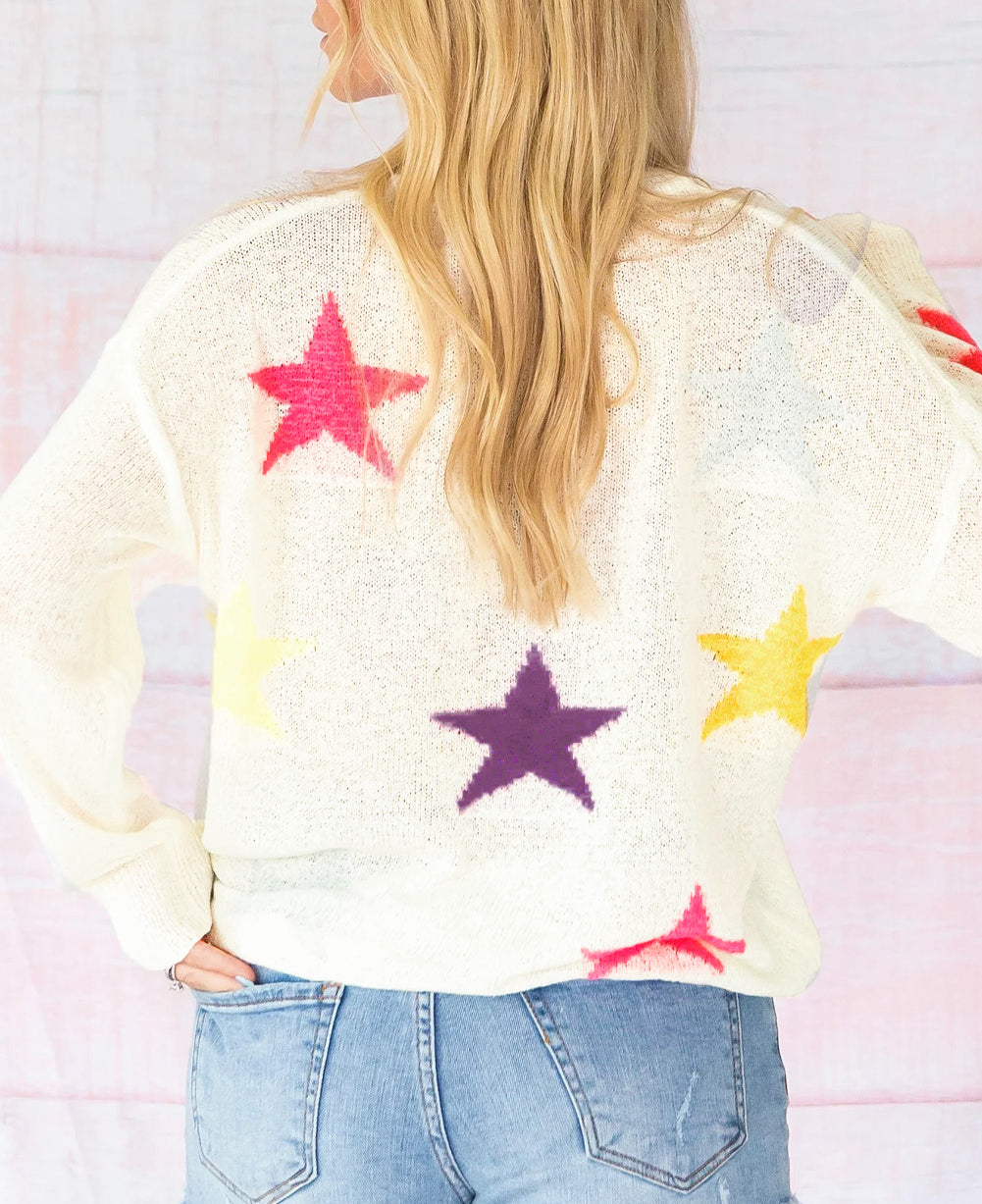 Colorful Star Pattern Loose Sweater