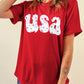 USA Stars Print Round Neck Casual Tee