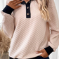 Textured Colorblock Edge Buttoned Collar Sweatshirt