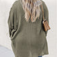 Waffle Knit Drop Shoulder Open Front Pocketed Plus Size Cardigan