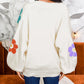 Flower Jacquared Bubble Sleeve Open Cardigan