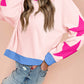 Star Patchwork Exposed Seam Oversized Sweatshirt