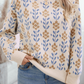 Floral Pattern Crew Neck Sweater