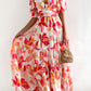 Short Puff Sleeve Floral Tiered Maxi Dress