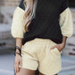 Color Block Quilted 3/4 Sleeve Top and Shorts Set