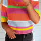 Color Block Cropped Short Sleeve Sweater