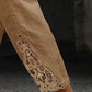 Lace Splicing Drawstring Casual Cotton Pants