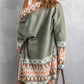 Aztec Print Open Front Knitted Cardigan