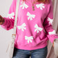 Sequin Bowknot Graphic Drop Shoulder Pullover Sweatshirt