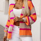 Striped Colorblock Drop Shoulder Slouchy Cardigan