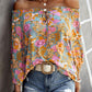 Frilled Off Shoulder Floral Blouse