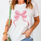 Flowing Bow Knot Print Round Neck Casual Tee