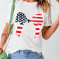 Stars and Stripes Bowknot Graphic Round Neck Tee