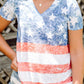 Plus Size Vintage American Flag Print V Neck T Shirt