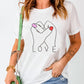 Valentine LOVE Gesture Print Crew Neck T Shirt